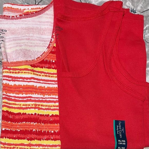Faded Glory Sleeveless Fitted Orange and Red Tank Top - Picture 2 of 3